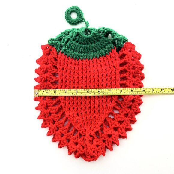 Vintage Strawberry Crochet Hotpad Trivet Vintage Grannycore Cottagecore new‎ - Picture 4 of 4